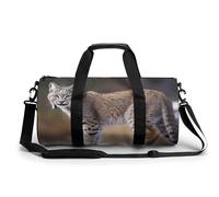 WYUSPGK Sac de sport de voyage, sac de sport avec compartiment à chaussures, imprimé Bobcat sauvage, 45 cm/22,9 cm/22,9 cm, chat sauvage, 45 cm/22,9 cm/22,9 cm, Wild Bobcat, 17.7in/9in/9in