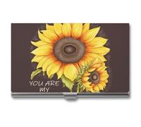 WYUSPGK XB0608021 Étui pour cartes de visite en métal avec imprimé tournesol « You Are My Sunshine » pour homme et femme, taille unique, You Are My Sunshine Sunflower, Taille unique