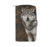 WYUSPGK XB0608021 Portefeuille en cuir pour homme, imprimé loup gris sauvage, convient pour un usage quotidien, 19,7 x 11 x 3,5 cm, XB0608021, loup gris sauvage, 19,7 x 11 x 3,5 cm, Loup gris sauvage,