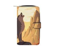 WYUSPGK XB0608021 Portefeuille en cuir pour homme, motif loup, 19,7 x 11 x 3,5 cm, motif loup, 19,7 x 11 x 3,5 cm, loup, 19.7x11x3.5cm