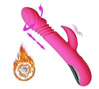 WYUU Rábbìt Vìbròmássěur Rotatif Chauffant Femme Va et Vient Clìtorìdìěn Pòìnt Ǵ̣ Super Puissant, Vìbrátěur Lápìn Massage Femmes şěx Silencieux pour Couple Silicone Rechargeable Rose