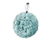 Wyvix Collier dragon d'argent en jade d'eau bleue - Pendentif zodiaque jadéite sculpté à la main avec pièces porte-bonheur Amulette Feng Shui for richesse et réussite professionnelle