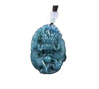 Wyvix Collier en Jade véritable, pendentif Dragon jadéite d'eau bleue naturelle, amulette divine de bon augure for hommes et femmes