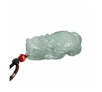 Wyvix Collier en Jade véritable, pendentif Dragon jadéite naturelle du Myanmar, amulette de richesse pierre verte for hommes et femmes