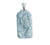 Wyvix Collier en Jade véritable, pendentif Pixiu d'eau bleue, amulette de richesse sculptée à la main, bijoux pierre for hommes et femmes
