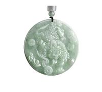 Wyvix Collier en Jade vert véritable, pendentif Pixiu, amulette de richesse, bijoux pierre for hommes et femmes