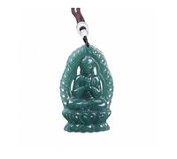 Wyvix Collier pendentif bouddha grand soleil en jadéite verte naturelle, amulette Vairocana sculptée à la main, bijoux pierre de glace