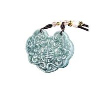 Wyvix Collier pendentif en Jade naturel jadéite eau bleue Ruyi serrure charme fleur sculpture Fortune amulette for femmes bijoux pierre véritable