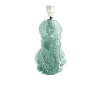 Wyvix Collier pendentif Mazu en Jade de glace, amulette déesse sculptée à la main, pierre d'eau bleue, bijoux cadeau for hommes et femmes