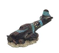 Wyvix Décorations d'aquarium d'épave d'avion, Grotte et cachette, de crevettes en Peau Poisson Chasse la Seconde Guerre Mondiale for décor d'angle, 8x4.5x4.5cm