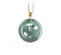 Wyvix Dragon et pendentif en jadéite de grade A, petit charme rectangulaire sculpté 38 mm, collier vert sarcelle for hommes femmes(G)