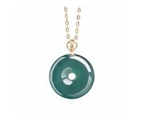 Wyvix Dragon et pendentif en jadéite de grade A, petit charme rectangulaire sculpté 38 mm, collier vert sarcelle for hommes femmes(E)