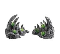 Wyvix Grottes et cachettes d'aquarium 2 pièces, Roches Lourdes réalistes for Aquarium, Grotte de Peau Reptile inerte cachette crevettes for décor d'angle(16)