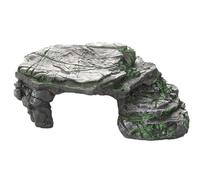 Wyvix Grottes et cachettes d'aquarium, Roches réalistes for Aquarium avec Rampe de Plateforme for se prélasser, Grotte en Peau Reptile inerte for décoration d'angle(D)