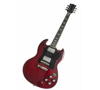 Wyvix Guitare électrique professionnelle rouge translucide, double pan coupé, 6 cordes, bois massif, style rock/métal(Hard Rock Edition)