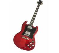 Wyvix Guitare électrique professionnelle rouge translucide, double pan coupé, 6 cordes, bois massif, style rock/métal(Modern Standard)