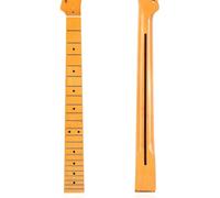 Wyvix Manche de guitare électrique en érable canadien, 22 frettes, finition jaune brillant, ligne centrale, pièce rechange à monter soi-même, diapason 25,5 pouces