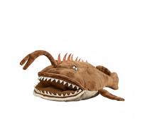 Wyvix Peluche réaliste de baudroie abyssale - Douce 30 cm représentant Une « baudroie-Lanterne » avec leurre articulé et Grandes Dents Cadeau inspiré des Profondeurs Marines