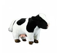 Wyvix Peluche réaliste de Vache Holstein 30 cm, Debout, Noire et Blanche, poupée Animal Ferme