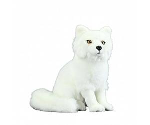 Wyvix Peluche Renard Arctique Réaliste - 27 cm, Blanc en Doux Assis, avec Un Pelage d'hiver et des Yeux Ambrés