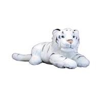 Wyvix Peluche Tigre Blanc Réaliste - 30 cm, Tigreon Couché Doux en avec Yeux et Corps Bleus