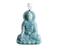 Wyvix Pendentif Bouddha Tathagata en jade, collier Ru Lai sculpté à la main 3D, amulette d'éveil sculpturale for hommes et femmes