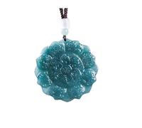 Wyvix Pendentif cylindre de mantra en jadéite d'eau bleue qualité A, collier tube Om Mani Padme Hum 51 mm, amulette bouddhiste sarcelle mince