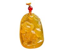 Wyvix Pendentif de divinité gardienne du zodiaque en Jade jaune, amulette bouddha Patron sculptée 10g, collier Feng Shui attirant la richesse(Ox)