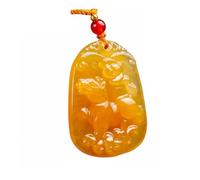 Wyvix Pendentif de divinité gardienne du zodiaque en Jade jaune, amulette bouddha Patron sculptée 10g, collier Feng Shui attirant la richesse(Dog)