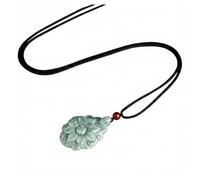 Wyvix Pendentif de fleur jadéite qualité A, amulette sculptée à la main, véritable collier jade vert cireux for bonne chance et pureté