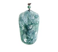 Wyvix Pendentif dragon en jadéite de glace « eau bleue », collier du zodiaque lourd dominateur 50 g, amulette puissance translucide sarcelle for hommes