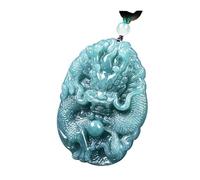 Wyvix Pendentif dragon en jadéite de glace « eau bleue », collier du zodiaque lourd dominateur 50 g, amulette puissance translucide sarcelle for hommes