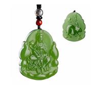 Wyvix Pendentif gardien du zodiaque en jade Hetian d'eau claire, collier Bodhisattva Manjusri Samantabhadra 10g, amulette néphrite(Rabbit articulate)
