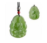 Wyvix Pendentif gardien du zodiaque en jade Hetian d'eau claire, collier Bodhisattva Manjusri Samantabhadra 10g, amulette néphrite(Pig chivalrous)