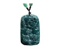 Wyvix Pendentif neuf dragons en jade vert à l'huile naturelle - Collier jadéite de Kowloon sculpté double face L'amulette Feng Shui for le pouvoir, l'autorité et la richesse