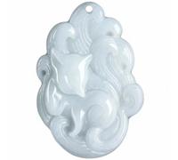 Wyvix Pendentif renard jadéite « graine gluante » de qualité A, collier à neuf queues 35 mm, amulette charme d'amour blanc riz gluant doux