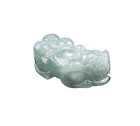 Wyvix Pendentif Ruyi Pixiu en jadéite de glace qualité A, collier bête richesse translucide lourd 50g, amulette fortune certifiée «comme vous le souhaitez»