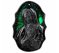 Wyvix Pendentif Vierge Marie en jadéite noire de qualité A, grand collier madone jade à encre 59 mm, amulette chrétienne certifiée