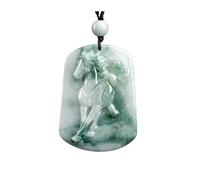 Wyvix Véritable collier de jade naturel jadéite cheval au galop pendentif fleur flottante pierre verte charme du zodiaque for hommes femmes Fortune bijoux
