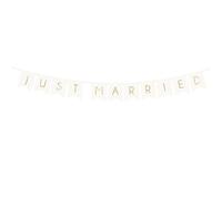 wYw Guirlande en Carton Just Married Blanche et dorée 15 x 155 cm