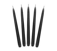 PartyDeco Bougies coniques en cire Lot de 10 – noir mat, 24 cm – 5 h de combustion