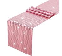 WYWY Chemin de Table Disco à Paillettes, Chemin de Table Disco, Nappe Miroir, Fournitures de fête d'anniversaire de Boule Disco des années 70 et 80, décorations de fête Hip-hop(Pink,120 * 30cm)