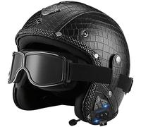 WYXAXNM Casque Jet Moto Bluetooth, Casque de Moto électrique avec Lunettes Scooter Chopper Moitié Helmets ECE Homologué Casque avec Haut-Parleur Intégré pour Une Réponse Automatique