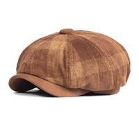 WYXDYSJWM Chapeau gavroche épais en velours côtelé pour homme et femme Angleterre Gatsby rétro casquette plate, café, 21.6-22.8 inch