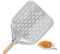 WYYFXY® Pelle À Pizza Perforée Grande Pelle A Pizza 30 cm × 40 cm Spatule Pizza Avec Poignée En Bois Amovible De 38 cm, Glisse Facilement Sur La Pierre À Pizza