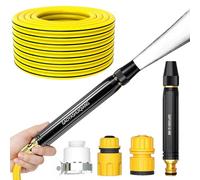 WYYHAA Jaune,99ft,Kit Pistolet de Lavage Auto - Buse Réglable 360°, Tuyau PVC Triple Couche Anti-Éclatement, Corps en Alliage Robuste, 3 Modes de Pulvérisation, Commande Twist-Lock, Raccords Rapides
