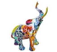 WYYHAA L, sculpture d'éléphant graffiti en résine, figurine d'animal pop art moderne pour décoration d'intérieur, salon, bibliothèque et décoration de bureau