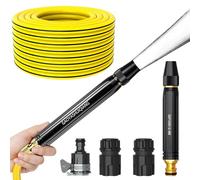 WYYHAA Noir,99ft,Kit Pistolet de Lavage Auto - Buse Réglable 360°, Tuyau PVC Triple Couche Anti-Éclatement, Corps en Alliage Robuste, 3 Modes de Pulvérisation, Commande Twist-Lock, Raccords Rapides