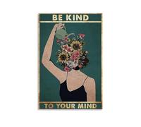 WYYRAB Be Kind To Your Mind Décoration murale imperméable Impression haute définition Convient pour chambre à coucher, salon, café, décoration sans cadre 60 x 90 cm