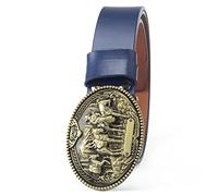 WYYXJY Ceinture Homme Ceinture en Cuir Véritable Blue Horse Rider Punk Rock Hip-Hop Ceinture Décontractée Western Cowboy en Cuir De Vachette Grande Boucle Unisexe 110 Cm